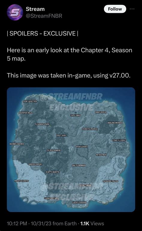 Chapter 1 map for Season 5 via: (@StreamFNBR) : r/FortniteLeaks