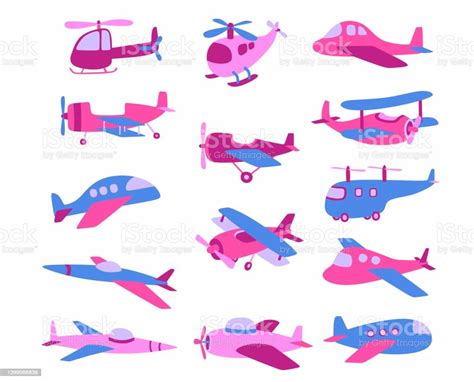 Set Of Cute Plane Vector Illustration Stock Illustration - Download ...