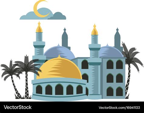 Yellow dome mosque Royalty Free Vector Image - VectorStock