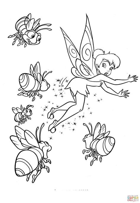 Bees and Fairy Iridessa coloring page | Free Printable Coloring Pages