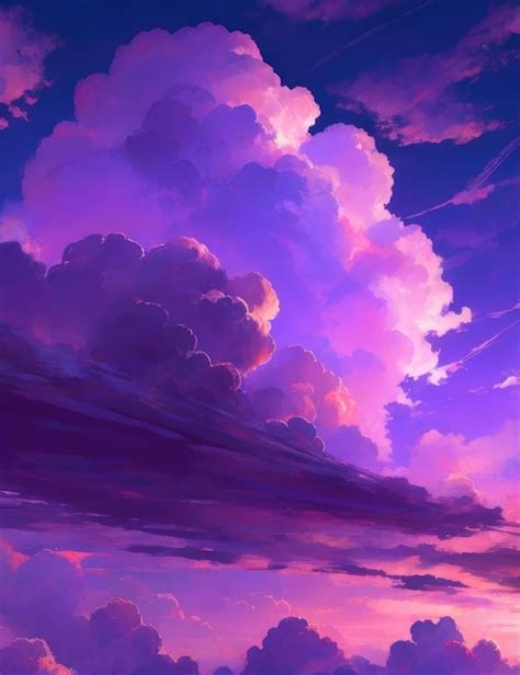 Premium AI Image | Anime purple clouds wallpaper