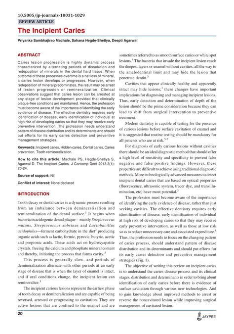 (PDF) The Incipient Caries