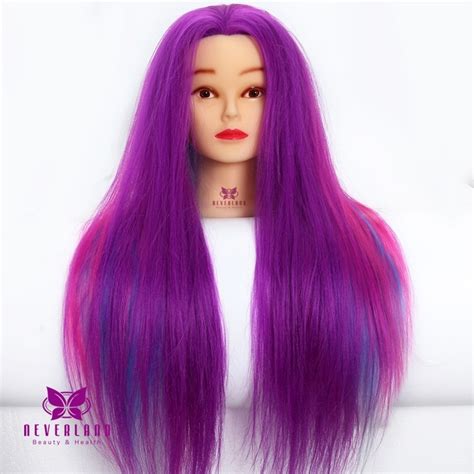 Synthetic Hair Rainbow Color Cosmetology Mannequin Manikin Training Head Model 24 Inch for ...