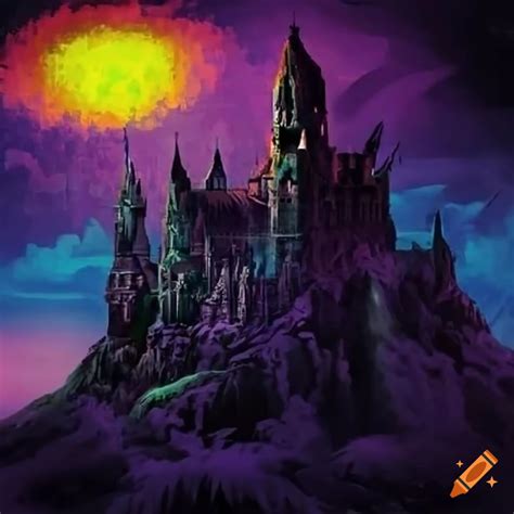 Ravenloft castle in a psychedelic landscape