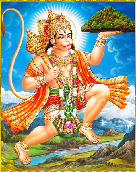 Hanuman flying through the air with the mountain in his hand, flying hanuman HD phone wallpaper ...