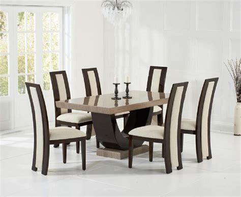 Marble Dining Table Set with 6 Chairs| Luxury High End Dining Room Furniture: Amazon.co.uk ...