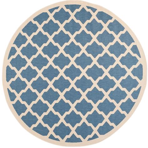 Safavieh Courtyard Blue/Beige 8 ft. x 8 ft. Indoor/Outdoor Round Area Rug-CY6903-243-8R - The ...