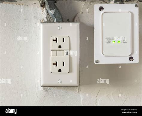 Ground fault interrupter electricity receptacle and wall plate. Residential gfci electric outlet ...