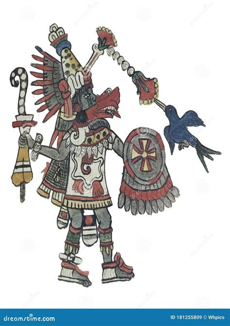 Aztec God Quetzalcoatl-Ehecatl, God of the Wind Editorial Stock Image - Image of codex ...