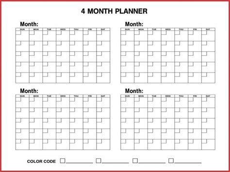 4 Month Calendar Template | Example Calendar Printable