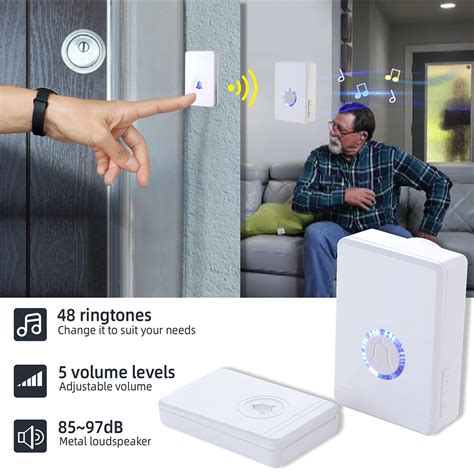 Home Deaf Light Manual Wireless Doorbell 1 Transmitter And 1 Receiver ...