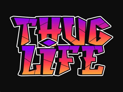 Thug life word graffiti style letters. Vector hand drawn doodle cartoon logo thug life ...