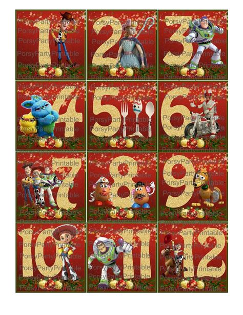 Toy Story 4 Advent Calendar Numbers Countdown Christmas Tags | Etsy