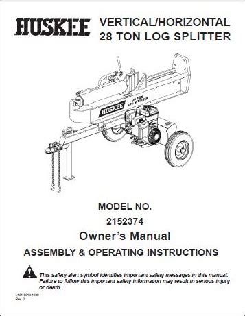 Huskee Log Splitter Owners Manuals