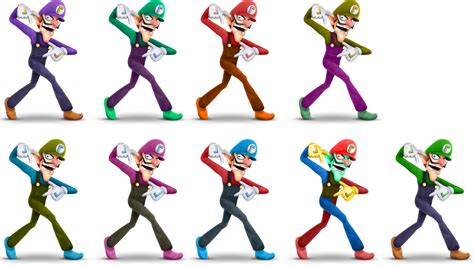 Waluigi Smash style render alts by beemaister on DeviantArt