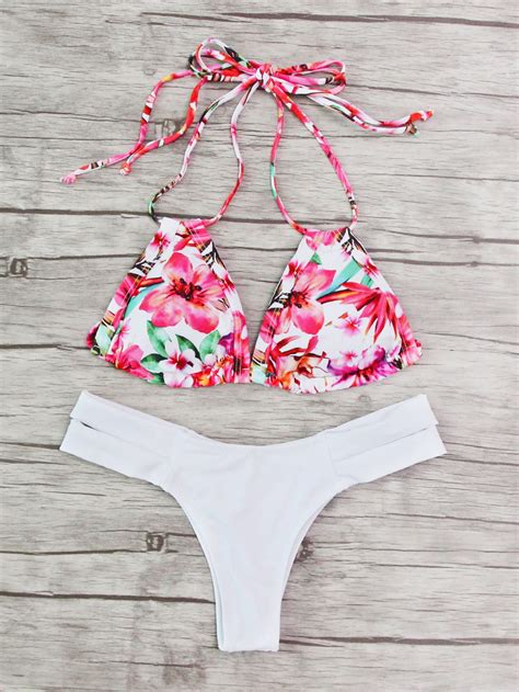 Shop Calico Print Mix & Match Halter Bikini Set online. SheIn offers Calico Print Mix & Match ...