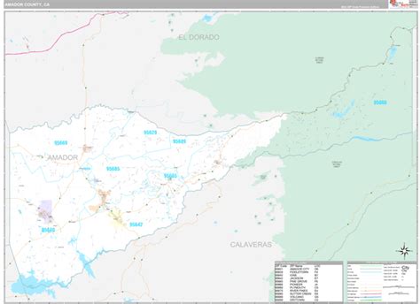 Amador County, CA Wall Map Premium Style by MarketMAPS - MapSales