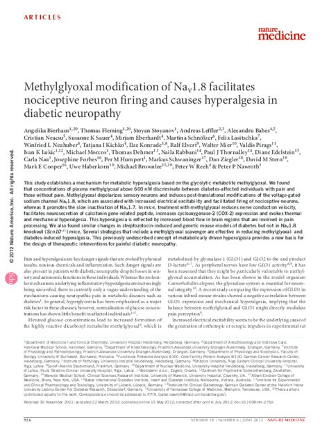 (PDF) Methylglyoxal modification of Nav1.8 facilitates nociceptive ...