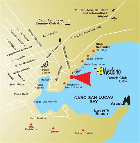 Map - The Medano Beach Club Cabo - Cabo San Lucas, Mexico