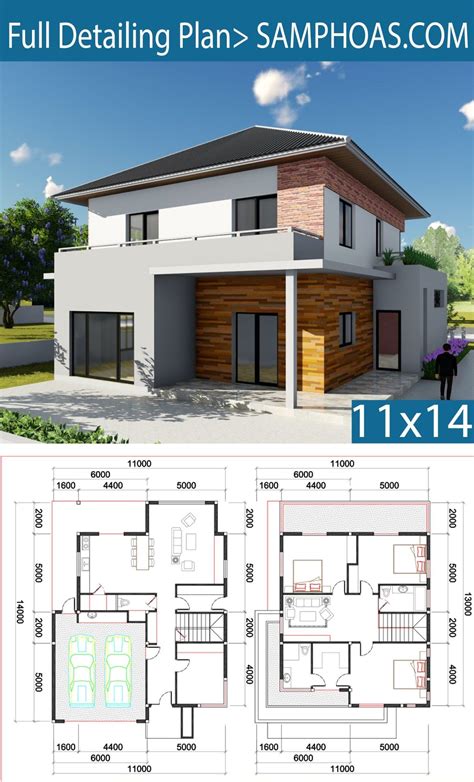 3 bedroom Villa Design 11x13m - SamPhoas Plansearch | Villa design, Small house design, Model ...