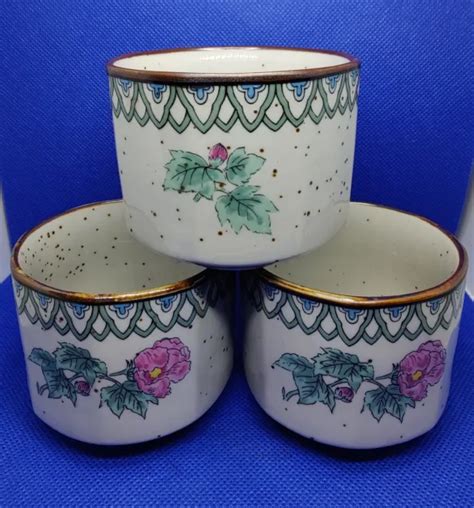 JAPANESE PORCELAIN/STONEWARE TEA Cups Vintage Set Of X3 $35.00 - PicClick