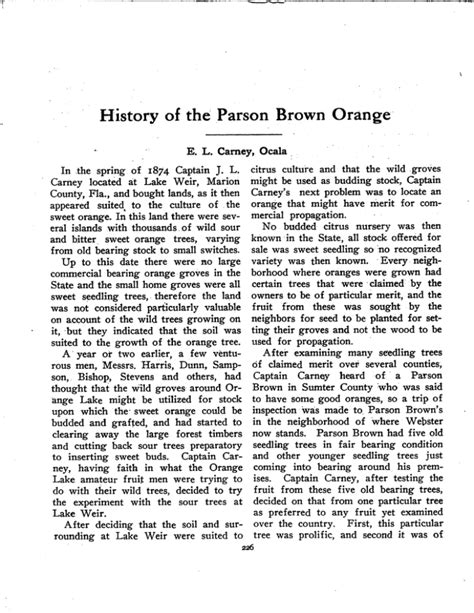 History of the Parson Brown Orange