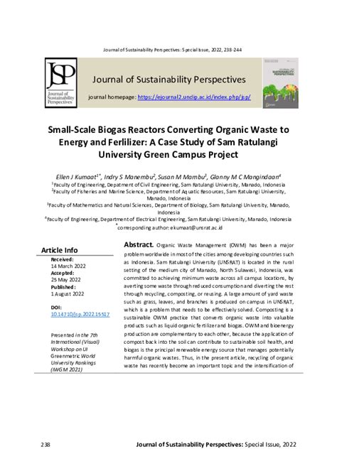 (PDF) Small-Scale Biogas Reactors Converting Organic Waste to Energy and Ferlilizer: A Case ...