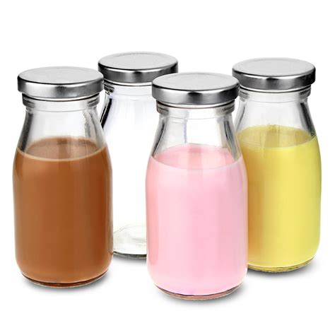 Mini Milk Bottles with Lids 7oz / 200ml