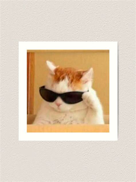 "cat with glasses meme" Art Print by valwerty | Redbubble