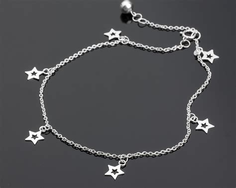 Sterling Silver Ankle Bracelet - Anklet with Charms