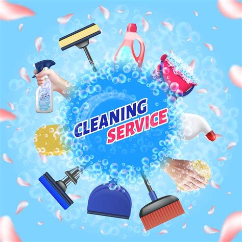 Premium Vector | Set cleaning tools. logo cleaning service. vector.