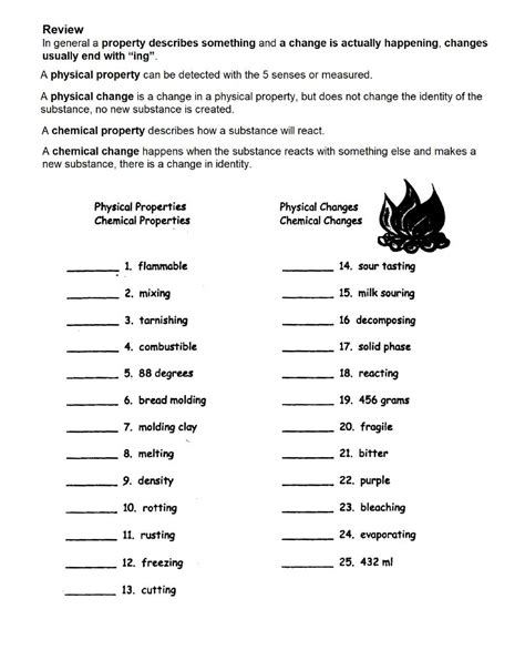 Physical And Chemical Change Worksheet | Chemical changes, Chemical and ...