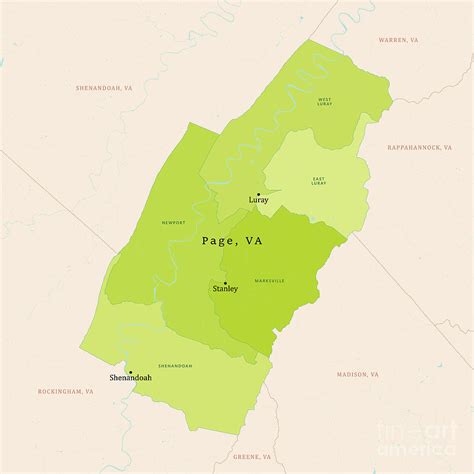 VA Page County Vector Map Green Digital Art by Frank Ramspott | Pixels