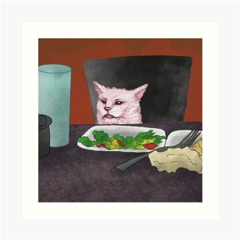 "Table cat meme" Art Print by Rachiearts | Redbubble