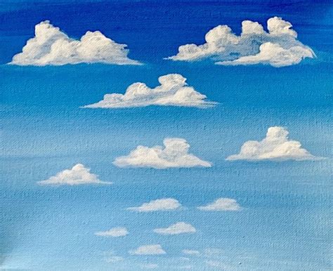 How To Paint Clouds - Simple Puffy Clouds - Step By Step Painting