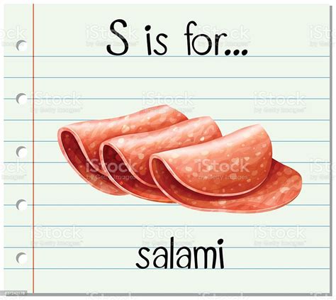 Flashcard Letter S Is For Salami Stock Illustration - Download Image ...