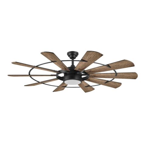 Harbor Breeze Henderson 60-in Matte Black LED Ceiling Fan with Remote (10-Blade) in the Ceiling ...