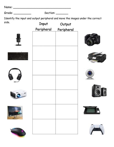 Input and Output Peripherals worksheet | Computer basics, Worksheets ...