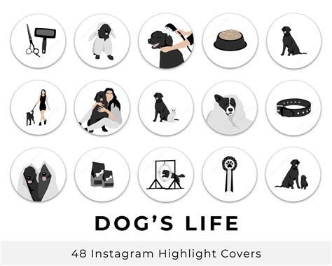 Dog Instagram Highlight Covers, Minimalist Ig Story Highlights Drawing, Cute Hand Drawn White ...
