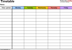 Timetable templates for PDF - free and printable