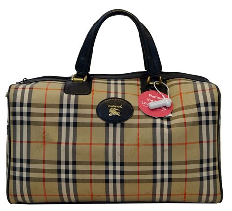 Burberry Nova Check Canvas Leather Black Beige Travel Bag