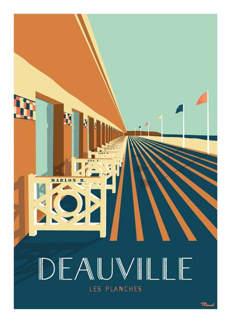 Affiche vintage DEAUVILLE "Les Planches" - Marcel Travel Poster Taille ...
