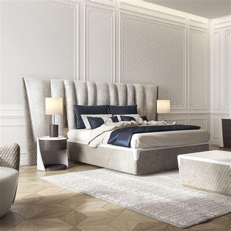 Exclusive Modern Italian Upholstered Leather Bed - Juliettes Interiors