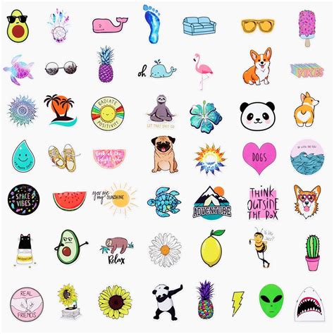 [50 PACKS]Big Stickers, elloLife Waterproof Aesthetic Trendy Cute Stickers Sheets for Kids ...