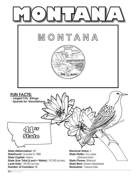 Montana State Coloring Book 8.5 x 11