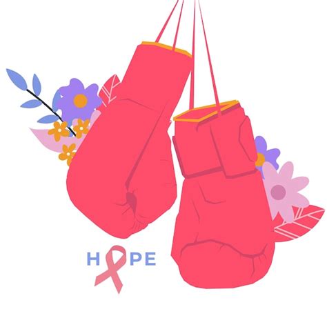 Premium Vector | Breast cancer awareness pink ribbon boxing gloves ...