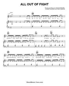 All Out Of Fight Sheet Music PINK - ♪ SHEETMUSIC-FREE.COM