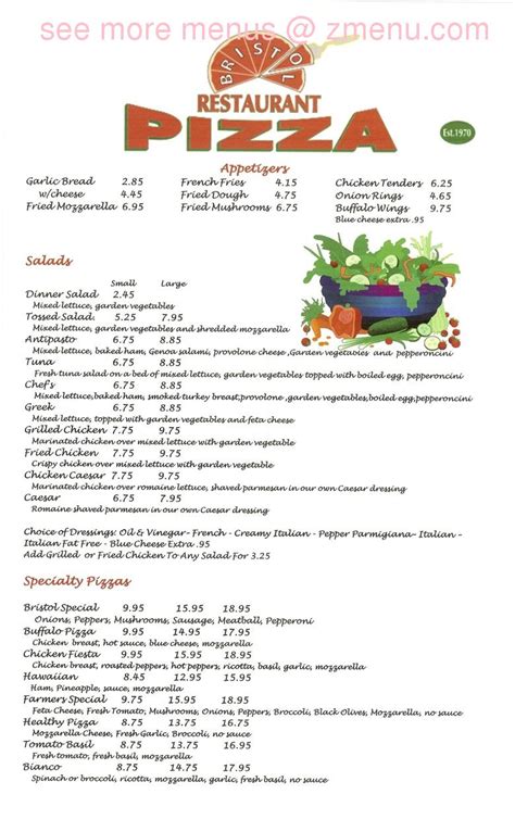 Online Menu of Bristol Pizza Restaurant Restaurant, Bristol, Connecticut, 06010 - Zmenu