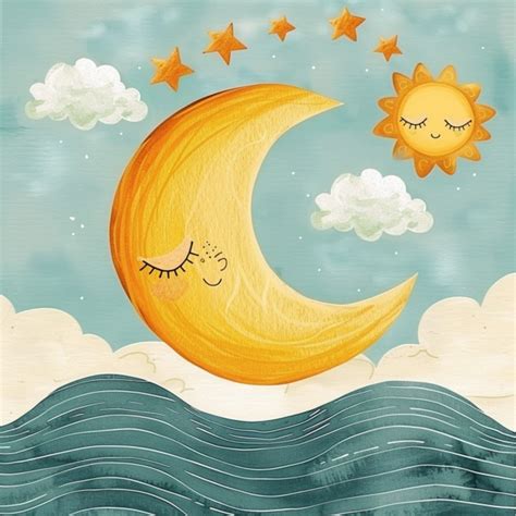 Moon And Sun With Face Art Free Stock Photo - Public Domain Pictures