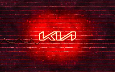 Download wallpapers KIA red logo, red brickwall, 4k, KIA new logo, cars ...